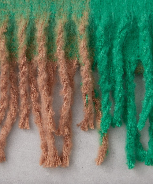 CIAOPANIC TYPY（チャオパニックティピー）の「洗える静電気防止フリンジマフラー《チェック》（マフラー・メンズ・グリーン/ブルー・ONE SIZE）」の8枚目の写真