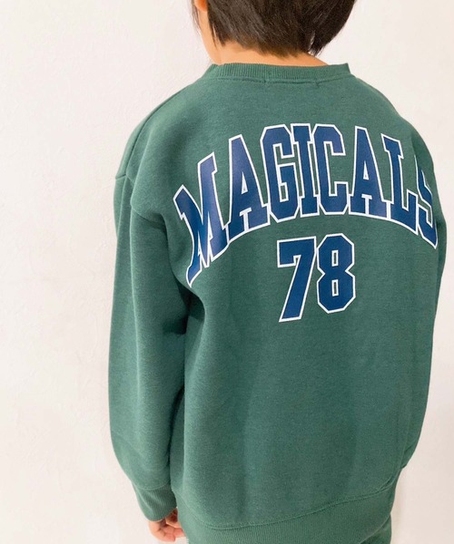 ZI-ON（ジーオン）の「あったか裏起毛 アメカジプリントオーバーサイズトレーナー（スウェット・キッズ・ブラック系その他/グレー系その他2/グレー系その他/グレー系その他3/ブラック/ブルー系その他2/ブラック系その他4/ネイビー/杢グレー/ブルー系その他/ブラック系その他2/グリーン系その他/グレー系その他4/グリーン/ブラック系その他3/サックスブルー・120cm/130cm/140cm/150cm/160cm/110cm）」の12枚目の写真