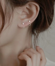 E.M.A.N.O.N（エマノン）の「【E.M.A.N.O.N】シンプルストーンドットリングミニフープピアス/ペア(RO)（ピアス（両耳用））」