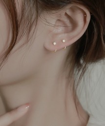 E.M.A.N.O.N（エマノン）の「【E.M.A.N.O.N】シンプルストーンドットリングミニフープピアス/ペア(RO)（ピアス（両耳用））」