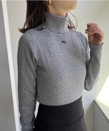 one after another NICE CLAUP | 刺しゅうケーブルハイネックニット(ニット/セーター)