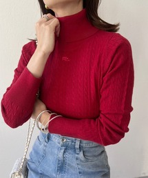 one after another NICE CLAUP | 刺しゅうケーブルハイネックニット(ニット/セーター)