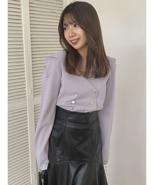 dazzlin(ダズリン)の「フェイクレザーエレガントナロースカート(スカート・レディース・ブラック/ベージュ・SMALL/MEDIUM)」の9枚目の写真