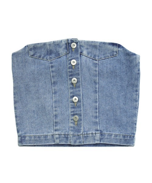 select MOCA（セレクトモカ）の「デニムチューブビスチェ（チューブトップ・レディース・インディゴブルー/ライトインディゴブルー/ブラック/ナチュラル・FREE）」の6枚目の写真