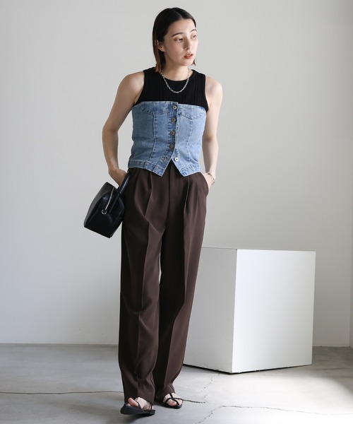 select MOCA（セレクトモカ）の「デニムチューブビスチェ（チューブトップ・レディース・インディゴブルー/ライトインディゴブルー/ブラック/ナチュラル・FREE）」の11枚目の写真