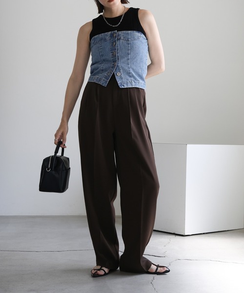 select MOCA（セレクトモカ）の「デニムチューブビスチェ（チューブトップ・レディース・インディゴブルー/ライトインディゴブルー/ブラック/ナチュラル・FREE）」の9枚目の写真