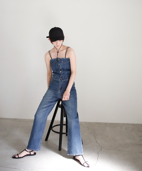 select MOCA（セレクトモカ）の「デニムチューブビスチェ（チューブトップ・レディース・インディゴブルー/ライトインディゴブルー/ブラック/ナチュラル・FREE）」の15枚目の写真