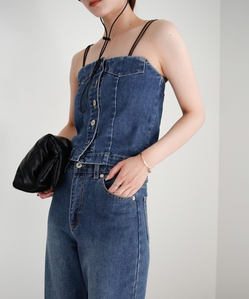 select MOCA（セレクトモカ）の「デニムチューブビスチェ（チューブトップ・レディース・インディゴブルー/ライトインディゴブルー/ブラック/ナチュラル・FREE）」の16枚目の写真