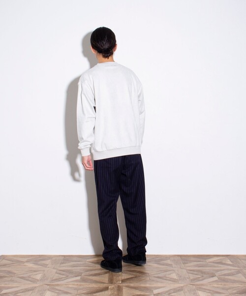 GLOSTER（グロスター）の「【GLOSTER/グロスター】フレンチブルドッグ刺繍 スエードダンボール 裏起毛クルースウェット（スウェット・メンズ・サックスブルー/ライトベージュ/キナリ・S/M/L）」の6枚目の写真