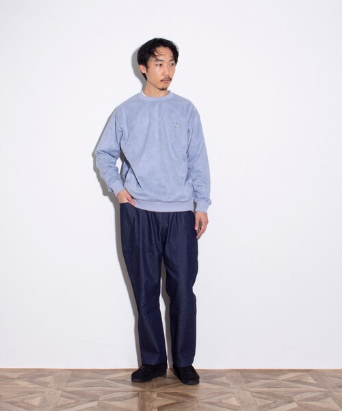 GLOSTER（グロスター）の「【GLOSTER/グロスター】フレンチブルドッグ刺繍 スエードダンボール 裏起毛クルースウェット（スウェット・メンズ・サックスブルー/ライトベージュ/キナリ・S/M/L）」の18枚目の写真