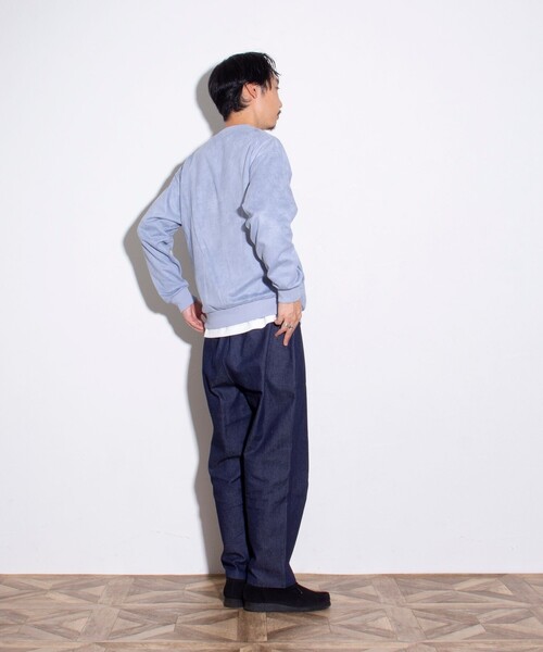 GLOSTER（グロスター）の「【GLOSTER/グロスター】フレンチブルドッグ刺繍 スエードダンボール 裏起毛クルースウェット（スウェット・メンズ・サックスブルー/ライトベージュ/キナリ・S/M/L）」の19枚目の写真