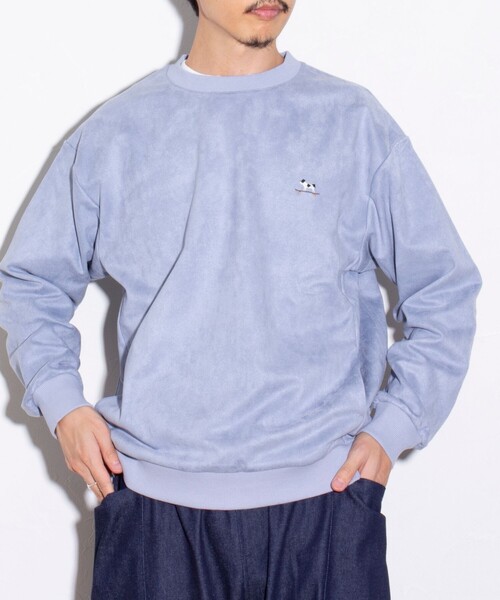 GLOSTER（グロスター）の「【GLOSTER/グロスター】フレンチブルドッグ刺繍 スエードダンボール 裏起毛クルースウェット（スウェット・メンズ・サックスブルー/ライトベージュ/キナリ・S/M/L）」の20枚目の写真