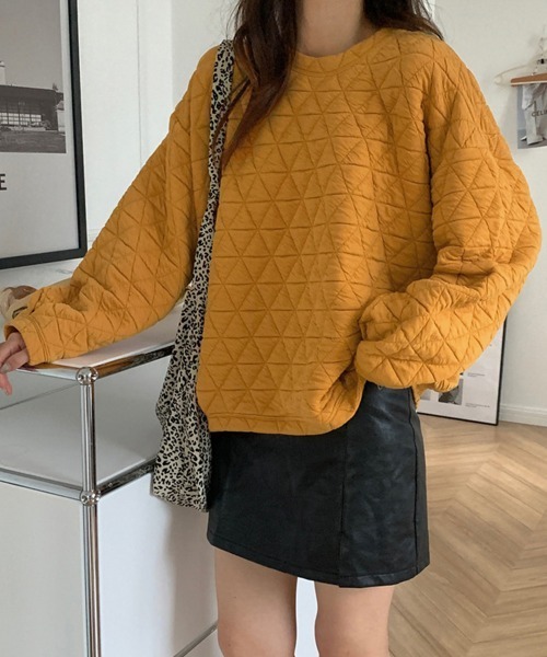 Miniministore(ミニミニストア)の「キルティングトレーナー レディース 韓国(スウェット・レディース・ダークグレー/オレンジ/ネイビー/ホワイト/ブラック・フリー)」の5枚目の写真