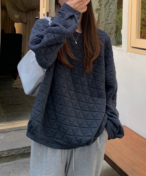 Miniministore(ミニミニストア)の「キルティングトレーナー レディース 韓国(スウェット・レディース・ダークグレー/オレンジ/ネイビー/ホワイト/ブラック・フリー)」の21枚目の写真