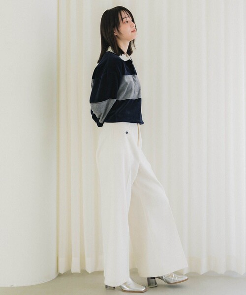 PUBLIC TOKYO（パブリックトウキョウ）の「ベロアクロップドラガーシャツ（Tシャツ/カットソー・レディース・カーキ/ネイビー・FREE）」の4枚目の写真