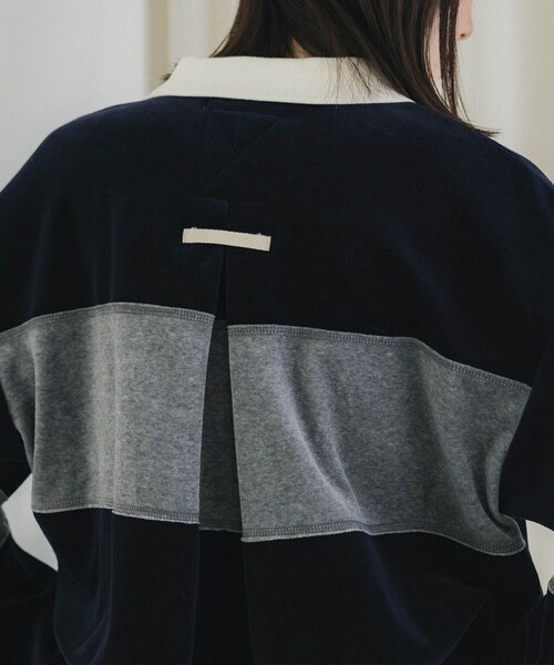 PUBLIC TOKYO（パブリックトウキョウ）の「ベロアクロップドラガーシャツ（Tシャツ/カットソー・レディース・カーキ/ネイビー・FREE）」の10枚目の写真