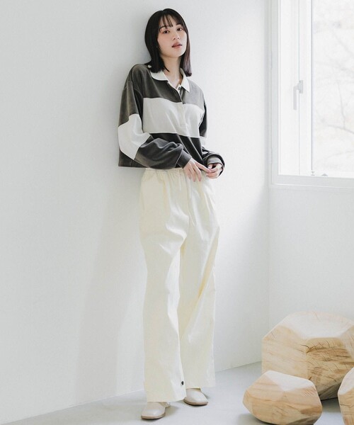 PUBLIC TOKYO（パブリックトウキョウ）の「ベロアクロップドラガーシャツ（Tシャツ/カットソー・レディース・カーキ/ネイビー・FREE）」の12枚目の写真