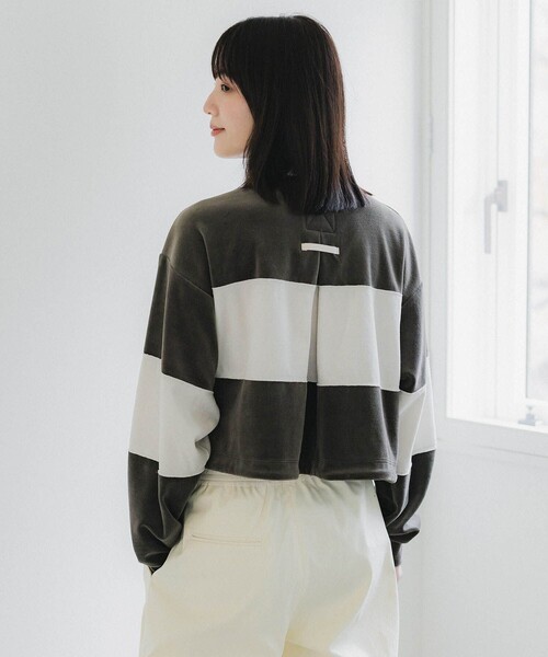 PUBLIC TOKYO（パブリックトウキョウ）の「ベロアクロップドラガーシャツ（Tシャツ/カットソー・レディース・カーキ/ネイビー・FREE）」の15枚目の写真