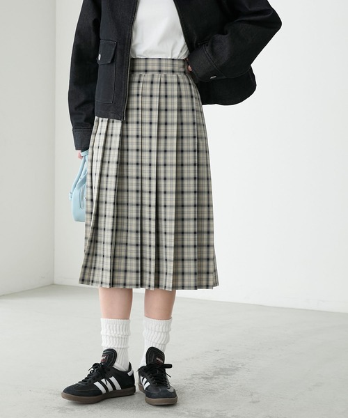 BONLECILL(ボンルシール)の「タータンチェックミディ丈プリーツスカート(スカート・レディース・ブラック/ベージュ×ブラック/ベージュ/イエロー/グリーン/ベージュ系1・FREE)」の17枚目の写真