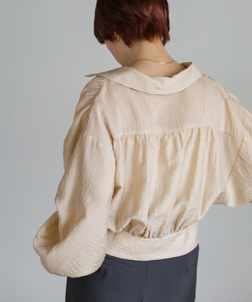 select MOCA(セレクトモカ)の「【ZOZO限定】リネンライクシアーフロントジップショートシャツ(シャツ/ブラウス・レディース・ネイビー/ベージュ/オフホワイト・FREE)」の9枚目の写真
