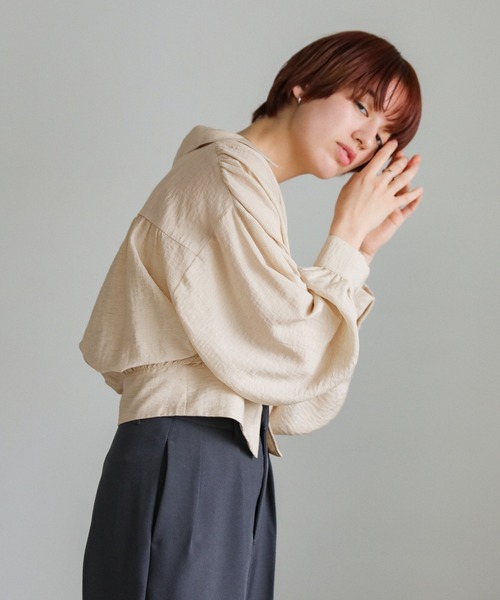 select MOCA(セレクトモカ)の「【ZOZO限定】リネンライクシアーフロントジップショートシャツ(シャツ/ブラウス・レディース・ネイビー/ベージュ/オフホワイト・FREE)」の11枚目の写真
