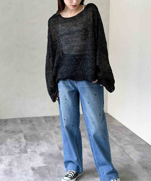 Per sist ence(パーシエンス)の「ラメネップヤーン透かしクロップドプルオーバー(ニット/セーター・レディース・ブラック/グレー/オフホワイト/グレイッシュベージュ・FREE)」の7枚目の写真