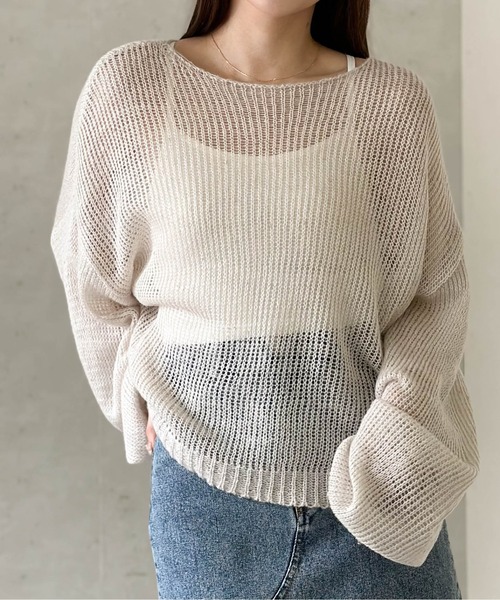 Per sist ence(パーシエンス)の「ラメネップヤーン透かしクロップドプルオーバー(ニット/セーター・レディース・ブラック/グレー/オフホワイト/グレイッシュベージュ・FREE)」の21枚目の写真