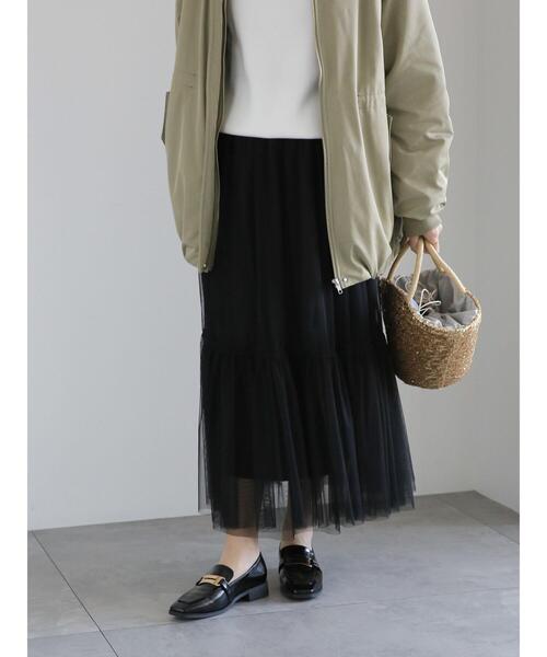 Te chichi（テチチ）の「マルチWAYチュールギャザー切替スカート（スカート・レディース・オフホワイト/グレー/ブラック・F）」の2枚目の写真