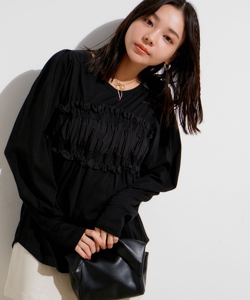 VIS(ビス)の「ドッキングビスチェデザイントップス(Tシャツ/カットソー・レディース・ブラック/オフホワイト/イエロー系その他・FREE)」の18枚目の写真