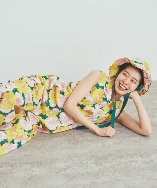 Dot&Stripes CHILD WOMAN(ドットアンドストライプス チャイルドウーマン)の「【WEB別注】リバティ イカット・アネモネ ジャンプスーツ(サロペット/オーバーオール・レディース・グリーン・FREE)」の7枚目の写真