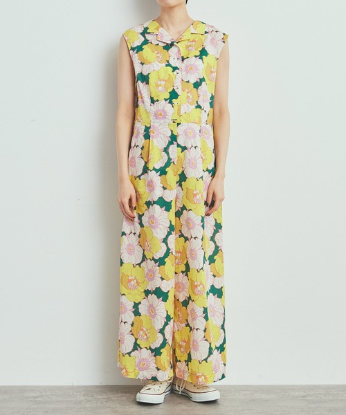 Dot&Stripes CHILD WOMAN(ドットアンドストライプス チャイルドウーマン)の「【WEB別注】リバティ イカット・アネモネ ジャンプスーツ(サロペット/オーバーオール・レディース・グリーン・FREE)」の8枚目の写真