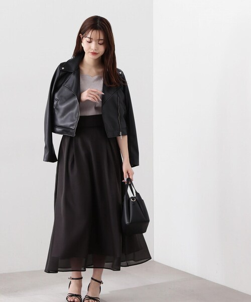 PROPORTION BODY DRESSING(プロポーションボディドレッシング)の「ショートライダース / 1214155304(ライダースジャケット・レディース・ブラック/オフホワイト・MEDIUM/SMALL)」の3枚目の写真