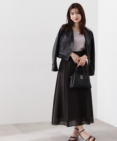 PROPORTION BODY DRESSING(プロポーションボディドレッシング)の「ショートライダース / 1214155304(ライダースジャケット・レディース・ブラック/オフホワイト・MEDIUM/SMALL)」の4枚目の写真