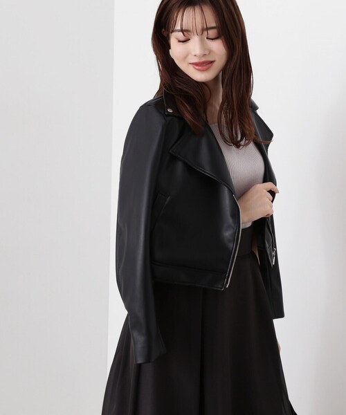 PROPORTION BODY DRESSING(プロポーションボディドレッシング)の「ショートライダース / 1214155304(ライダースジャケット・レディース・ブラック/オフホワイト・MEDIUM/SMALL)」の5枚目の写真