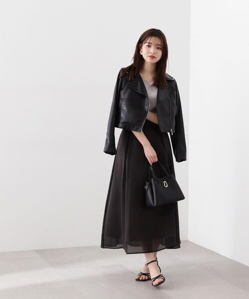 PROPORTION BODY DRESSING(プロポーションボディドレッシング)の「ショートライダース / 1214155304(ライダースジャケット・レディース・ブラック/オフホワイト・MEDIUM/SMALL)」の6枚目の写真