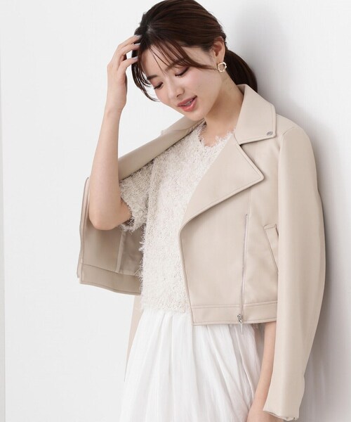 PROPORTION BODY DRESSING(プロポーションボディドレッシング)の「ショートライダース / 1214155304(ライダースジャケット・レディース・ブラック/オフホワイト・MEDIUM/SMALL)」の9枚目の写真