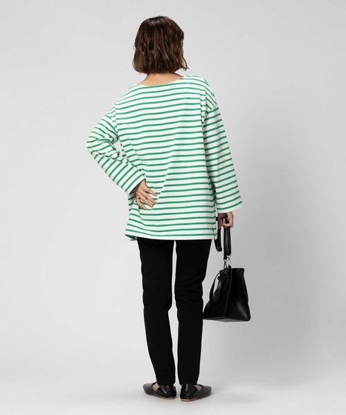 BACK NUMBER(バックナンバー)の「【BACK NUMBER】ボーダー長袖Tシャツ(Tシャツ/カットソー・レディース・ブルー/ホワイト×ライトピンク/ネイビー×ホワイト/グリーン・S/L/M/XL)」の16枚目の写真