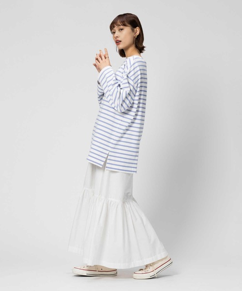 BACK NUMBER(バックナンバー)の「【BACK NUMBER】ボーダー長袖Tシャツ(Tシャツ/カットソー・レディース・ブルー/ホワイト×ライトピンク/ネイビー×ホワイト/グリーン・S/L/M/XL)」の18枚目の写真