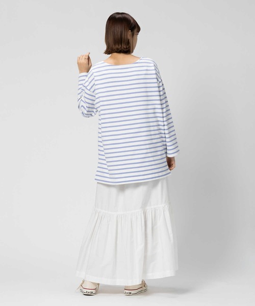 BACK NUMBER(バックナンバー)の「【BACK NUMBER】ボーダー長袖Tシャツ(Tシャツ/カットソー・レディース・ブルー/ホワイト×ライトピンク/ネイビー×ホワイト/グリーン・S/L/M/XL)」の7枚目の写真