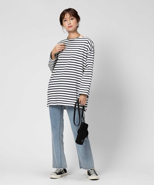 BACK NUMBER(バックナンバー)の「【BACK NUMBER】ボーダー長袖Tシャツ(Tシャツ/カットソー・レディース・ブルー/ホワイト×ライトピンク/ネイビー×ホワイト/グリーン・S/L/M/XL)」の8枚目の写真