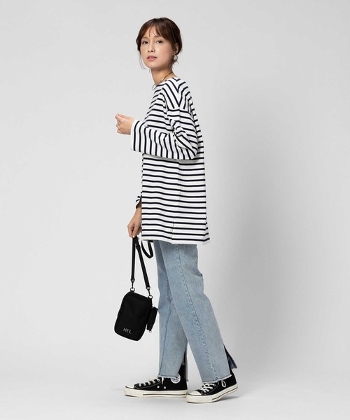 BACK NUMBER(バックナンバー)の「【BACK NUMBER】ボーダー長袖Tシャツ(Tシャツ/カットソー・レディース・ブルー/ホワイト×ライトピンク/ネイビー×ホワイト/グリーン・S/L/M/XL)」の9枚目の写真