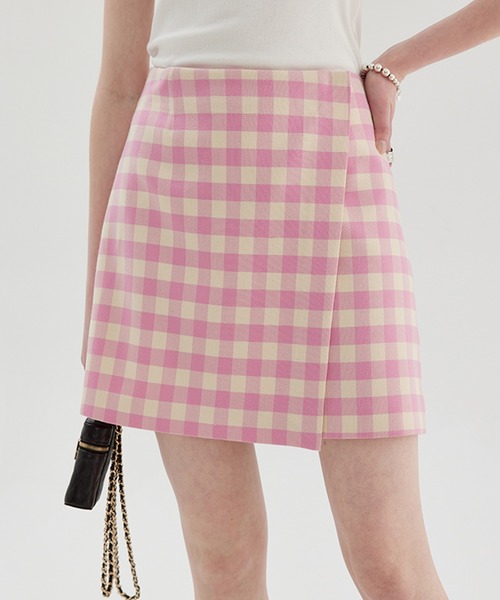 Fano Studios(ファノ ストゥディオズ)の「ギンガムチェックラップデザインミニスカート FX23B082【Fano Studios】(スカート・レディース・ピンク・M/S)」の9枚目の写真