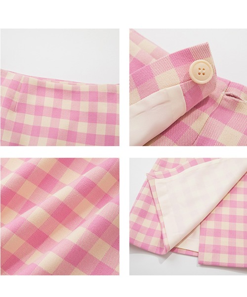 Fano Studios(ファノ ストゥディオズ)の「ギンガムチェックラップデザインミニスカート FX23B082【Fano Studios】(スカート・レディース・ピンク・M/S)」の12枚目の写真