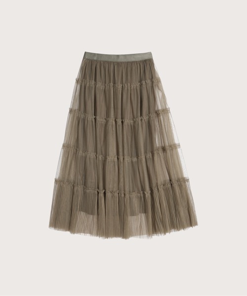 レイヤードメッシュステッチスカート Layered Mesh Stitching Skirt  