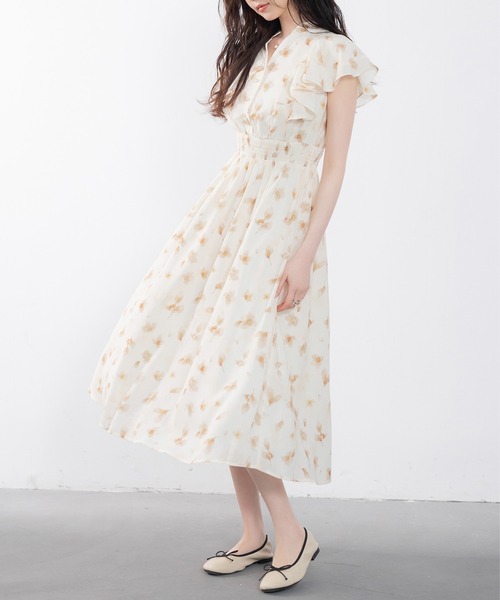 SAISON DE PAPILLON(セゾンドパピヨン)の「ウエストシャーリング花柄ワンピース(ワンピース・レディース・ピンク/ベージュ・S/M/L)」の7枚目の写真