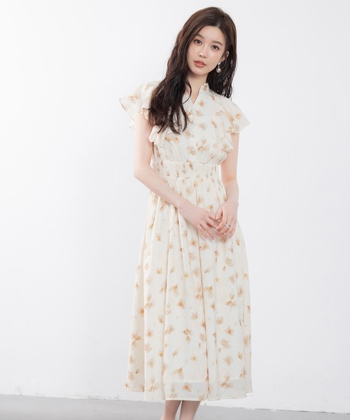 SAISON DE PAPILLON(セゾンドパピヨン)の「ウエストシャーリング花柄ワンピース(ワンピース・レディース・ピンク/ベージュ・S/M/L)」の9枚目の写真