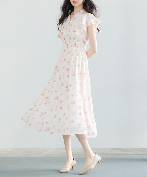 SAISON DE PAPILLON(セゾンドパピヨン)の「ウエストシャーリング花柄ワンピース(ワンピース・レディース・ピンク/ベージュ・S/M/L)」の15枚目の写真