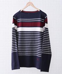 coen | パネルボーダーボートネックカットソー(Tシャツ/カットソー)