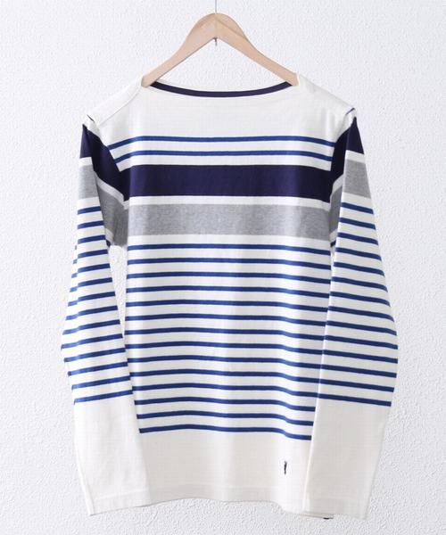 coen（コーエン）の「パネルボーダーボートネックカットソー（Tシャツ/カットソー・メンズ・ネイビー/グレー/オフホワイト・SMALL/MEDIUM/X-LARGE/LARGE）」の2枚目の写真