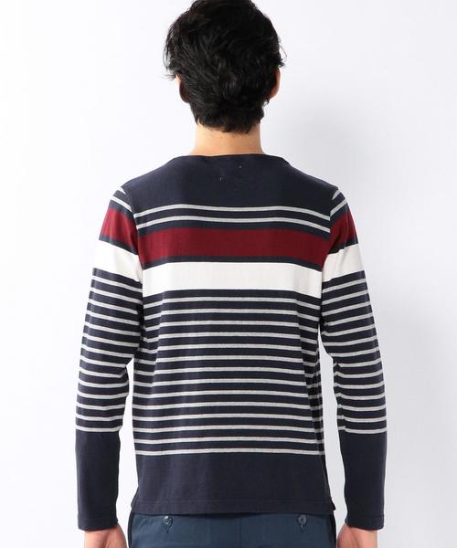 coen（コーエン）の「パネルボーダーボートネックカットソー（Tシャツ/カットソー・メンズ・ネイビー/グレー/オフホワイト・SMALL/MEDIUM/X-LARGE/LARGE）」の13枚目の写真